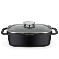 GSW Gourmet Granit univerzalna posuda za pečenje s poklopcem – 33x21 cm, 6 litara, prikladna za indukciju i pećnicu, lijevani aluminij, crna 1