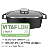 GSW Gourmet Granit univerzalna posuda za pečenje s poklopcem – 33x21 cm, 6 litara, prikladna za indukciju i pećnicu, lijevani aluminij, crna 3