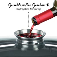 Obdĺžnikový pekáč GSW Gourmet s aromatizovanou sklenenou pokrievkou a grilovacou vložkou, liaty hliník, čierny, 40x26x11 cm, 8 litrov, na dusenie a pečenie 5