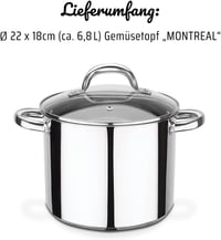 GSW Montreal rozsdamentes zöldségfőző edény üvegfedővel 22cm 6,8L - 36 x 23,5 x 19,5 cm 7