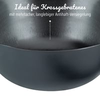 GSW Višenamjenski Wok set – Wok od lijevanog željeza s poklopcem, duboka tava za prženje i pirjanje, sa špatulom, 32 cm, 5 dijelova, crna 4