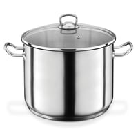GSW Profi Jumbo hrniec so sklenenou pokrievkou – nehrdzavejúca oceľ, 28 cm, 15-litrový XXL hrniec na polievky a cestoviny pre rodiny a gastronómiu, strieborný 1