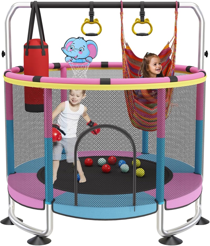 GT GETCO TECH 150 cm gyerek trambulin kosárlabdával, 200 kg terhelhetőség