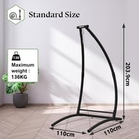 GT GETCO TECH C-alakú Függőszék Állvánnyal - Szürke Függőágy 150 kg Teherbírással, Kényelmes Párnával, Erkélyre, Teraszra, Beltérre és Külté 6
