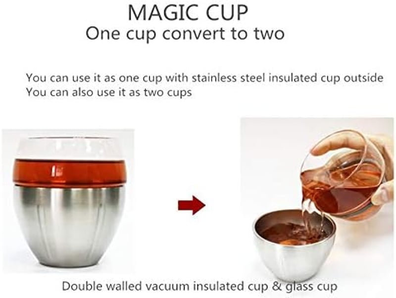Gteller 3 Rétegű Dupla Falú Rozsdamentes Acél Boros Pohár 250ml - Hőszigetelt Kehely Borhoz, Kávéhoz, Koktélokhoz