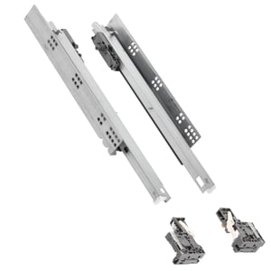 Șină de ghidare sub sertar GTV 3DFPO – montare inferioară, reglaj 3D, extracție completă, sincronizare deschidere, sarcină 35 kg, L=600 mm