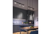 Závesné svietidlo GTV TRESOS II, čierne, 3 objímky GU10 LED, pre škandinávske a moderné interiéry, s nastaviteľnou dĺžkou kábla, hliník, IP20, max. 3x20W 7