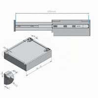 GTV podne vodilice za ladice sa sustavom mekog zatvaranja (Soft Close), samouvlačeće, potpuno izvlačenje, 450 mm, nosivost 35 kg, 1 par, srebrne 4