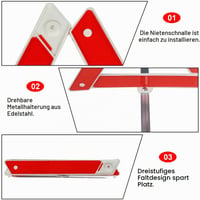 Set triunghi reflectorizant și vestă reflectorizantă Gtwinsone, triunghi de avarie auto pliabil cu husă de depozitare 4