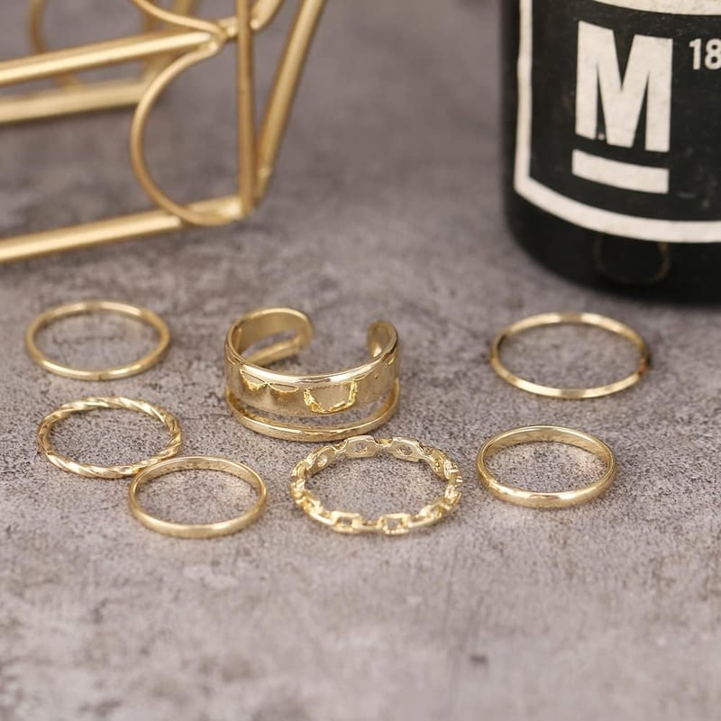 Guanyj Midi Gyűrű Szett Női Férfi Kígyó Lánc Boho Vintage Ujjgyűrű Készlet - 1,4 cm/1,5 cm/1,6 cm/1,7 cm/1,9 cm, gold