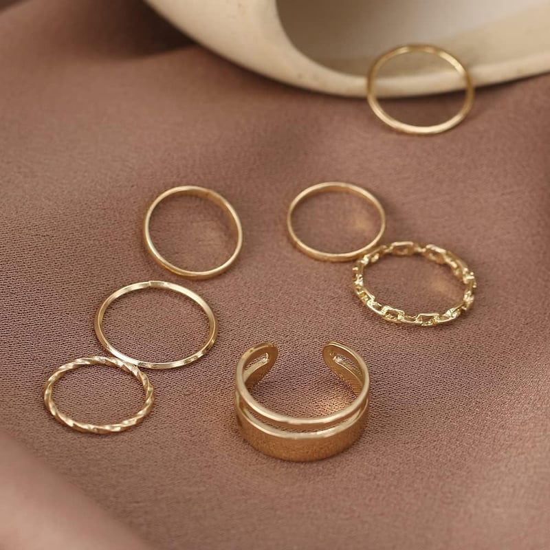 Guanyj Midi Gyűrű Szett Női Férfi Kígyó Lánc Boho Vintage Ujjgyűrű Készlet - 1,4 cm/1,5 cm/1,6 cm/1,7 cm/1,9 cm, gold