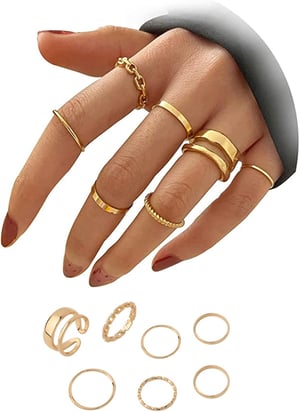 Set inele midi vintage Guanyj - auriu - 1,4/1,5/1,6/1,7/1,9 cm