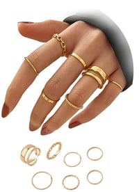 Guanyj Vintage sada midi prsteňov - zlatá - 1,4/1,5/1,6/1,7/1,9 cm 2