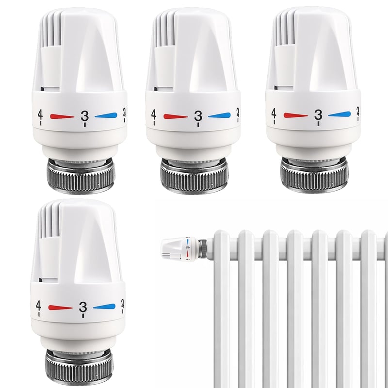 GuBaoZhuo Termostatska glava za radijatore, 4 komada, navoj M30 x 1,5, automatska regulacija, funkcija zaštite od smrzavanja, za ured i dom