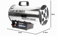 Încălzitor cu aer cald pe gaz Güde GGH 10 INOX – 10000 W, 500 m³/h, aprindere piezoelectrică, carcasă din oțel inoxidabil, regulator de presiune 300 mbar, cu furtun de gaz de 1,5 m 10