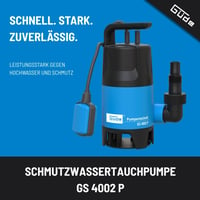 Pompă submersibilă pentru apă murdară Güde GS 4002 P, 400 W, 7500 l/h, înălțime de pompare 5 m, întrerupător cu flotor reglabil, cablu 10 m, protecție termică 2