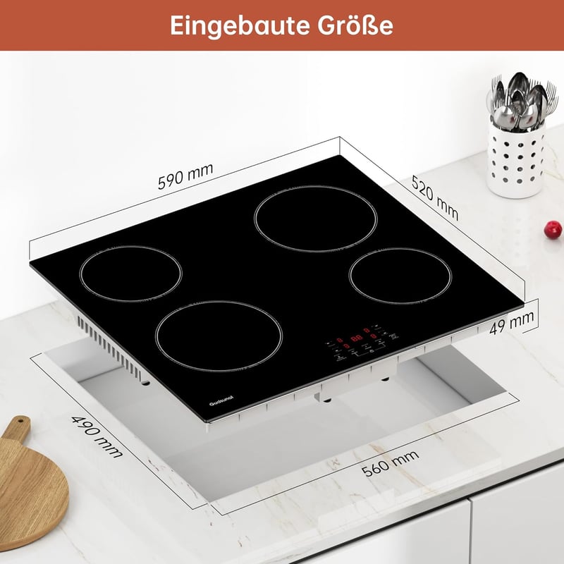 Gudsunal 4 égőfejes üvegkerámia főzőlap 60cm 6000W időzítővel