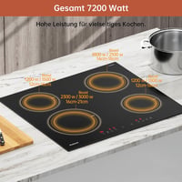 Gudsunal 60 cm-es indukciós főzőlap 7200W, 9 hőfok, időzítő, gyermekzár - 60cm-4 Burner 2