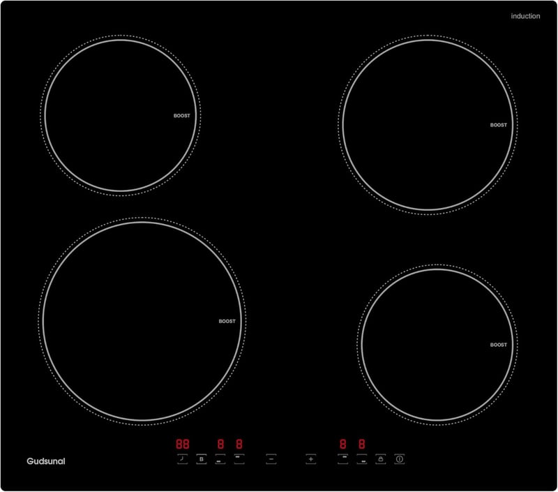 Gudsunal 60 cm-es indukciós főzőlap 7200W, 9 hőfok, időzítő, gyermekzár - 60cm-4 Burner