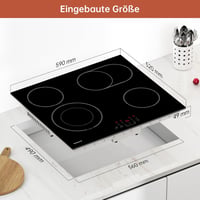 Gudsunal 60 cm-es üvegkerámia főzőlap 4 égővel, 6,6 kW, sütési zóna, időzítő 3