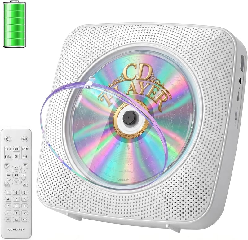 Gueray asztali Bluetooth CD lejátszó beépített hangszóróval, FM rádióval - fehér