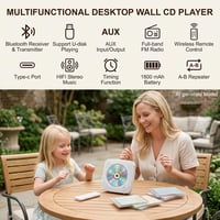 Gueray asztali Bluetooth CD lejátszó beépített hangszóróval, FM rádióval - fehér 2