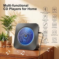Player CD portabil Gueray cu Bluetooth, difuzor încorporat, telecomandă, radio FM, USB, card, AUX 3.5 mm, alarmă, negru 2