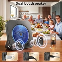 Player CD portabil Gueray cu Bluetooth, difuzor încorporat, telecomandă, radio FM, USB, card, AUX 3.5 mm, alarmă, negru 5
