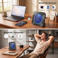 Player CD portabil Gueray cu Bluetooth, difuzor încorporat, telecomandă, radio FM, USB, card, AUX 3.5 mm, alarmă, negru 3