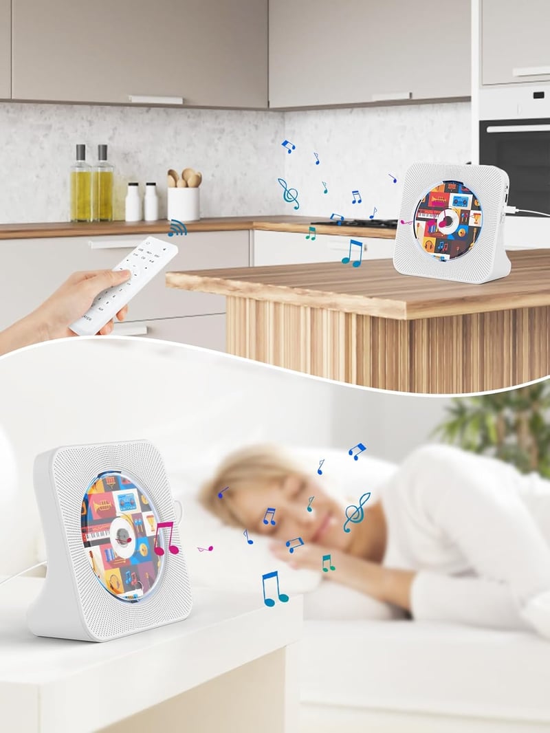 Gueray Bluetooth CD lejátszó HiFi hangszoróval, FM rádió és USB funkcióval