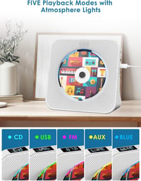 Gueray Bluetooth CD lejátszó HiFi hangszoróval, FM rádió és USB funkcióval 4