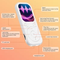 Gueray Bluetooth MP3 lejátszó FM rádióval, 64 GB - fehér 7