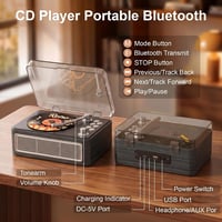 CD player portabil Gueray cu Bluetooth, difuzor, radio, telecomandă, USB, AUX, ieșire pentru căști, negru abanos 8