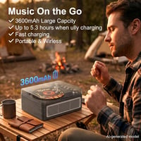 CD player portabil Gueray cu Bluetooth, difuzor, radio, telecomandă, USB, AUX, ieșire pentru căști, negru abanos 3