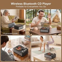 CD player portabil Gueray cu Bluetooth, difuzor, radio, telecomandă, USB, AUX, ieșire pentru căști, negru abanos 7