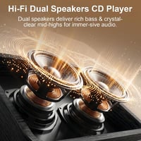 CD player portabil Gueray cu Bluetooth, difuzor, radio, telecomandă, USB, AUX, ieșire pentru căști, negru abanos 4