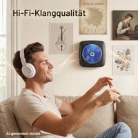 Prenosný CD prehrávač Gueray s Bluetooth reproduktorom, FM rádiom, USB, AUX, batériou 1800 mAh, diaľkovým ovládaním, možnosťou montáže na stenu, čierny 6