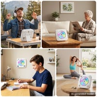 Prenosný CD prehrávač Gueray s Bluetooth reproduktorom, FM rádiom, USB, AUX, 1800 mAh batériou, diaľkovým ovládaním, možnosťou montáže na stenu, biely 9