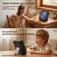 Prenosný CD prehrávač Gueray s Bluetooth reproduktorom, FM rádiom, USB, AUX, batériou 1800 mAh, diaľkovým ovládaním, možnosťou montáže na stenu, čierny 7