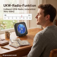 Prenosný CD prehrávač Gueray s Bluetooth reproduktorom, FM rádiom, USB, AUX, batériou 1800 mAh, diaľkovým ovládaním, možnosťou montáže na stenu, čierny 8