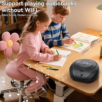 Gueray CD player portabil boombox cu difuzoare integrate, radio FM, intrare AUX și mufă pentru căști, ideal pentru cărți audio 5