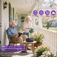 Gueray CD player portabil boombox cu difuzoare integrate, radio FM, intrare AUX și mufă pentru căști, ideal pentru cărți audio 4