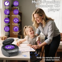 Gueray CD player portabil boombox cu difuzoare integrate, radio FM, intrare AUX și mufă pentru căști, ideal pentru cărți audio 2