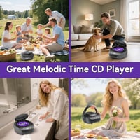 Gueray CD player portabil boombox cu difuzoare integrate, radio FM, intrare AUX și mufă pentru căști, ideal pentru cărți audio 7
