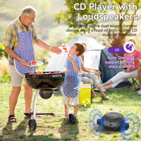 Gueray CD player portabil boombox cu difuzoare integrate, radio FM, intrare AUX și mufă pentru căști, ideal pentru cărți audio 3