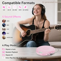 Prenosný CD prehrávač Gueray so slúchadlami, LCD displejom, ochranou proti otrasom, HiFi zvukom, funkciou pamäte PROG, do auta aj na doma 2