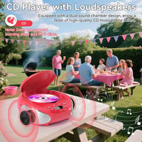 Boombox portabil cu CD player Gueray cu difuzoare integrate, radio FM, intrare AUX, ieșire pentru căști și mod playlist pentru cărți audio 3