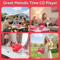 Boombox portabil cu CD player Gueray cu difuzoare integrate, radio FM, intrare AUX, ieșire pentru căști și mod playlist pentru cărți audio 7