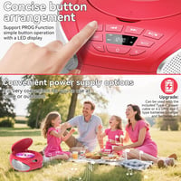 Boombox portabil cu CD player Gueray cu difuzoare integrate, radio FM, intrare AUX, ieșire pentru căști și mod playlist pentru cărți audio 6