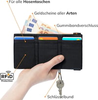 GUGGIARI Slim Wallet RFID-védelemmel, kártyatartó pénztárca - fekete/carbon 2